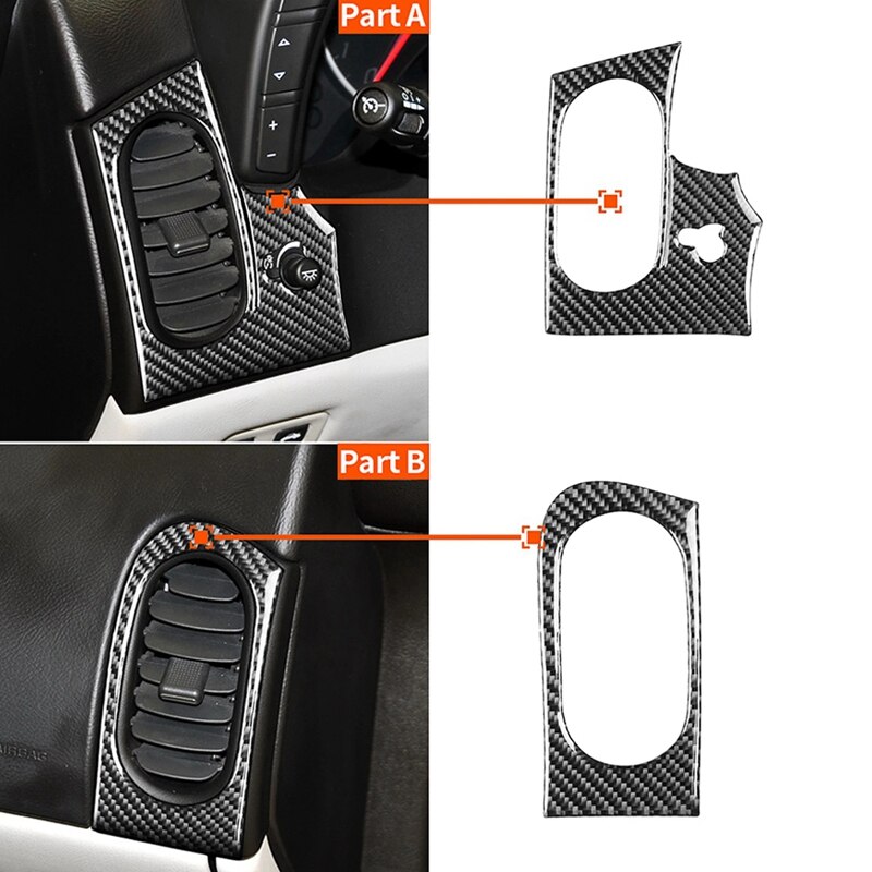 for Chevrolet Corvette C6 05-07 Carbon Fiber Sticker Dashboard Both Side Air Vent Outlet Frame Accessories