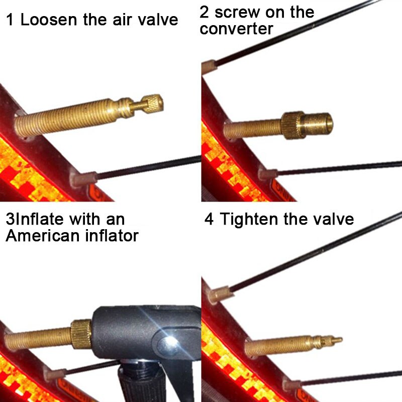 4Pcs/Set Cycling Bicycle Pump Accessories Tube Pump Tool Converter Bicycle Bike Tire Valve Adapter