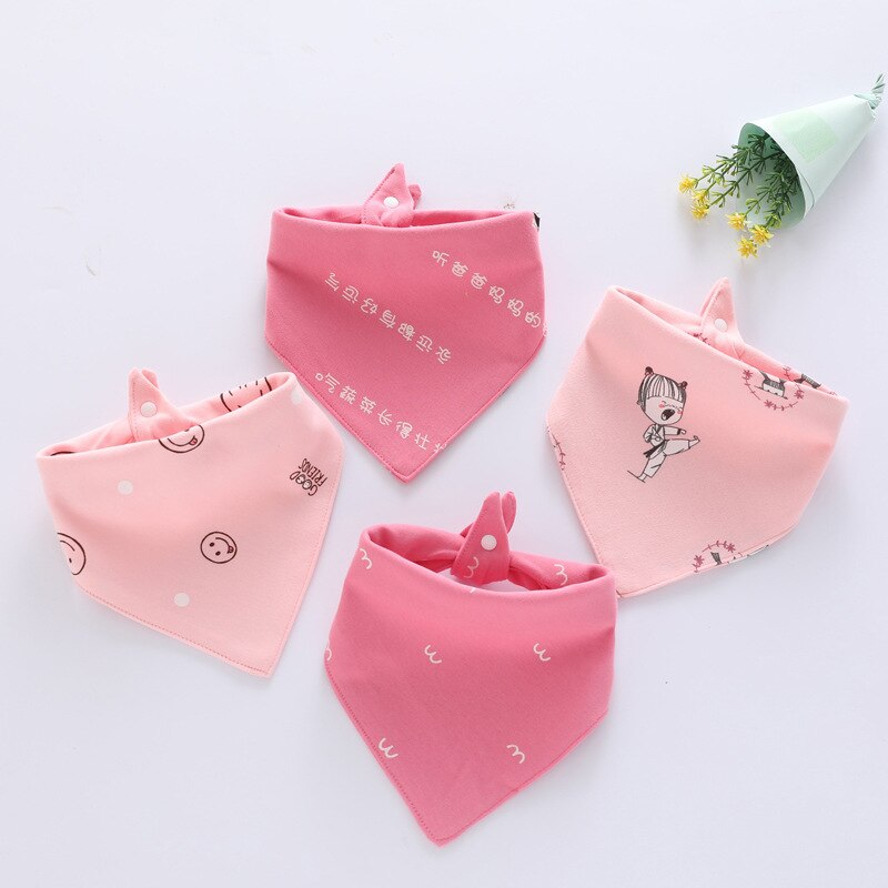4 Stuks Baby Slabbetjes Driehoek Dubbele Katoen Slabbetjes Cartoon Print Speeksel Handdoek Baby Jongens Meisjes Voeden Schort Katoen Bandana Slabbetjes: Girl