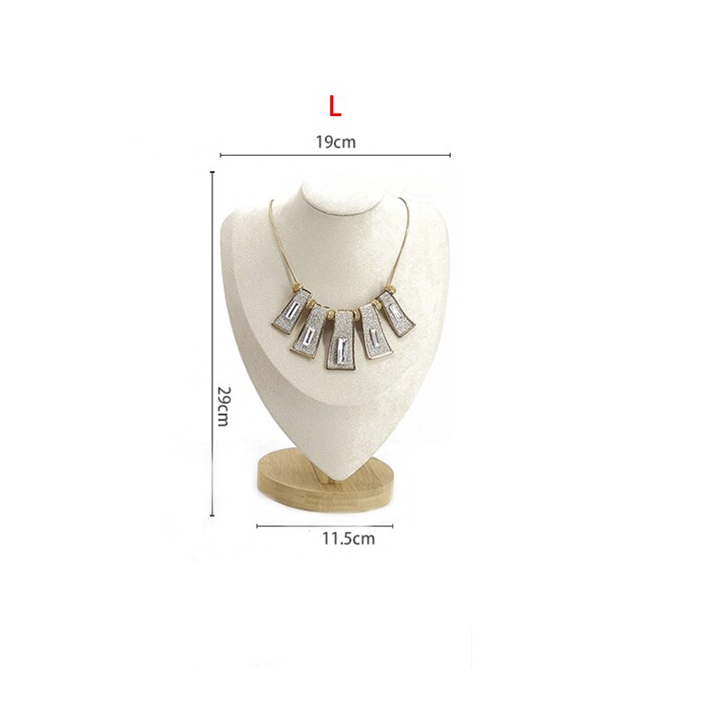 Bamboe Ketting Display Stand Hanger Display Sieraden Houder Sieraden Mannequin Buste Ketting Etalage Sieraden Display: Beige L