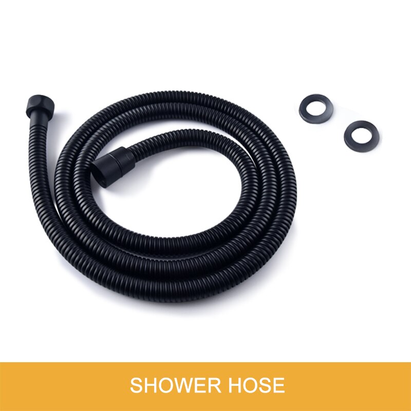 Matte Black Shower Faucet Set Concealed Wall Mounted Embedded Bathroom Shower Mixer Vlave Hand Held Shower Head Black Brass: Shower hose only