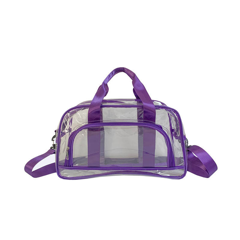 Sac de voyage transparent de grande capacité, sac à bandoulière en PVC transparent, rangement de fitness, sac à main transparent, 1PC: plum