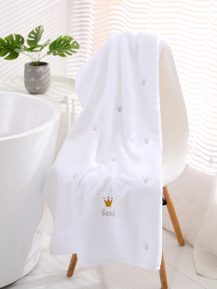 Serviettes de bain 140 coton 70 x 100% cm, serviettes absorbantes, avec couronne brodée, pour le visage, pour Couple, rectangles, pour la salle de bain