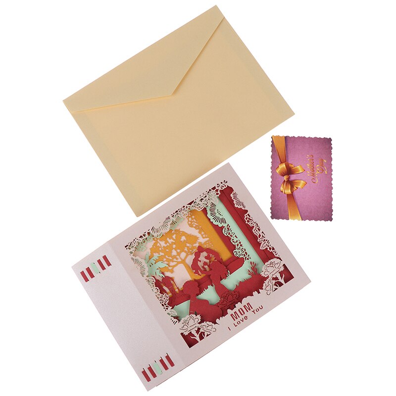 Boîte Pop-Up en 3D sculptée, carte de vœux créative de fête des mères, carte postale faite à la main, cartes tendance