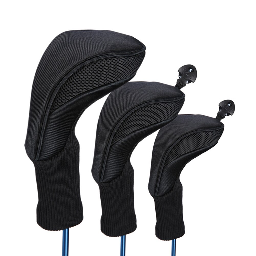 3Pcs Golf Club Head Covers Verwisselbare Lange Hals Fairway Woods Hoofd Covers Voor Fairway Driver Golfclubs Accessoires: black
