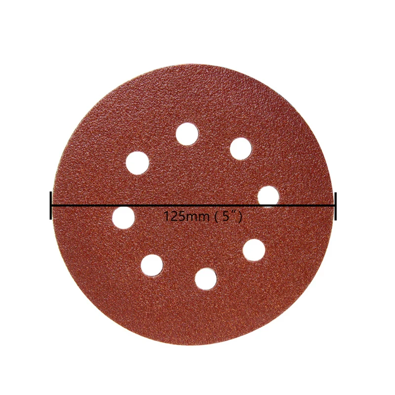 100pcs 125mm 5" Abrasive Sandpaper Sanding 8 Hole Disc Hook & Loop Sand Paper Grits 60 ~ 1500 for Polish Tools Accessories
