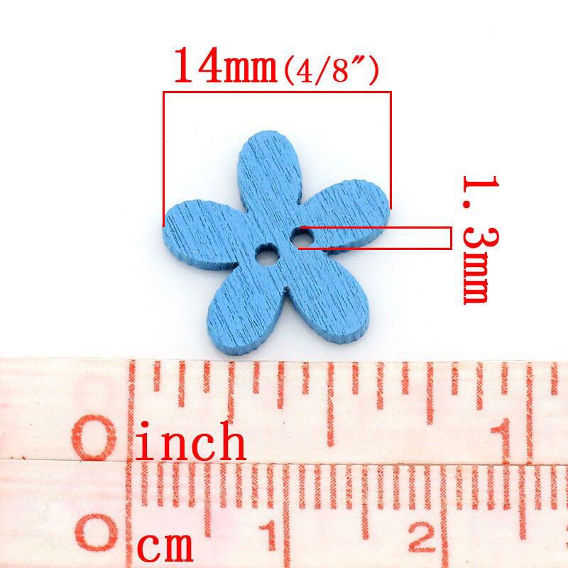 Vijf Bloemblaadje Pruim Bloem 20Pcs 15 Mm Willekeurige Mixed Decoratieve Knop 2 Gaten Gemengde Naaien Houten Knoppen Plaksteen Scrapbooking