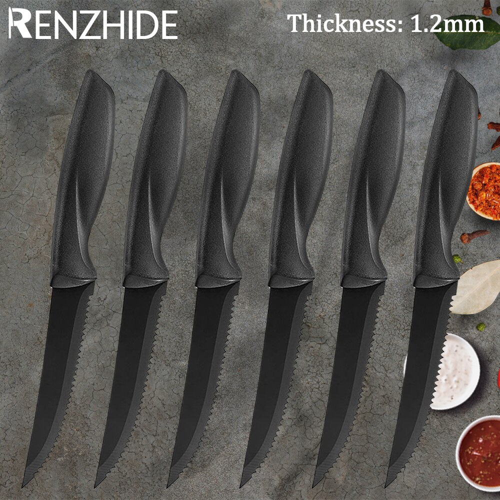 RZD cuchillo para carne de 4,5 pulgadas, juego de cubiertos de acero inoxidable para Chef, filo dentado, herramienta de vajilla para comida occidental