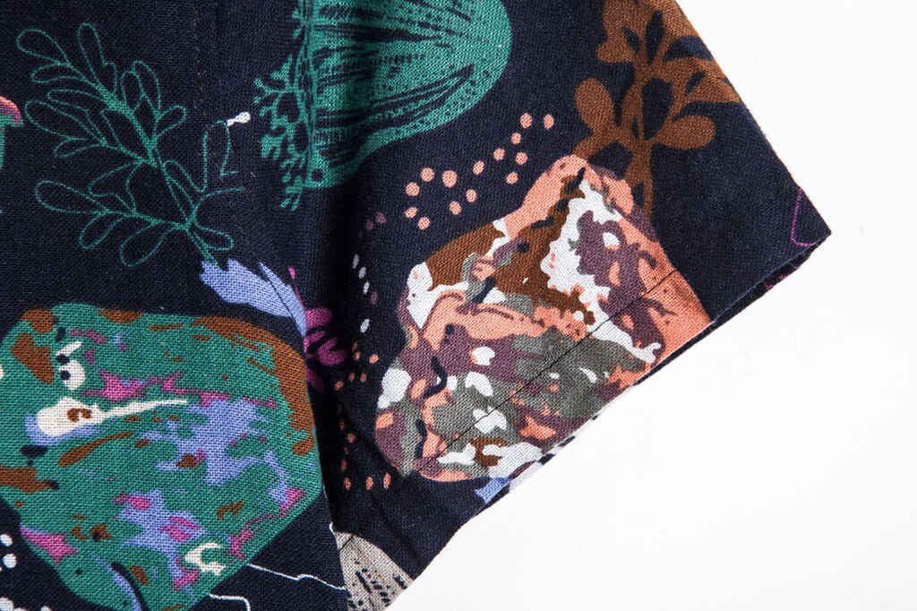 Letnia koszula męska męska etniczna koszula na co dzień z krótkim rękawem kwiatowy wydrukować koszula hawajska bluzka męska bawełniana koszula plażowa # h3