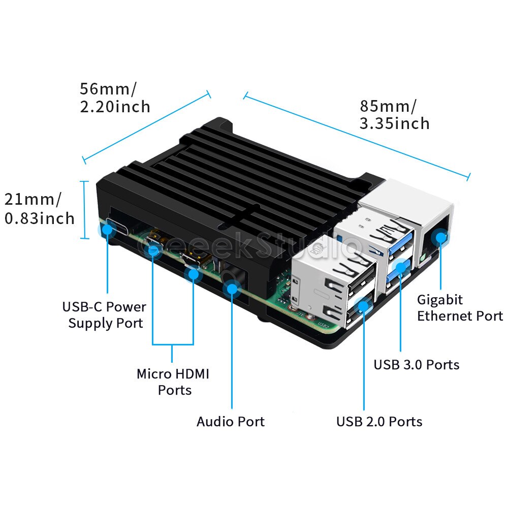 version! Raspberry Pi Armor Case Cooling Heatsink Aluminium Alloy Metal Case for Raspberry Pi 4B / 3B+ / 3B