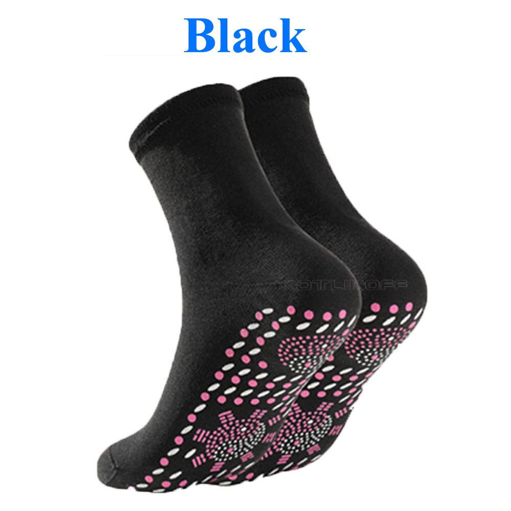 Calcetines térmicos de turmalina para hombre y mujer, calcetín de masaje para terapia magnética: Black
