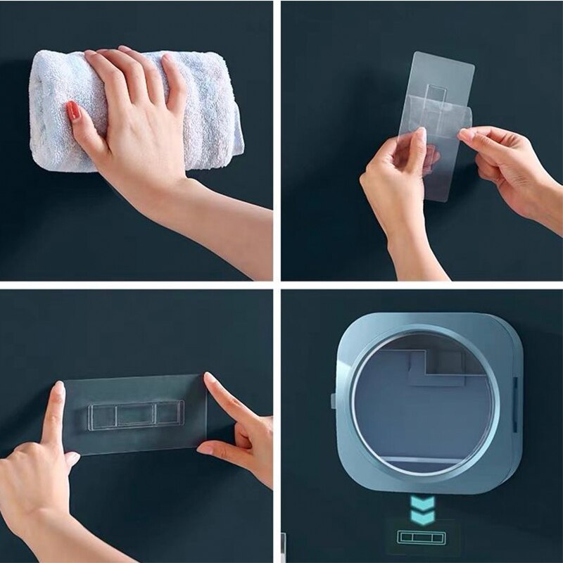 Boîte de rangement murale pour cosmétiques, organisateur de maquillage, résistant à l'eau et à la poussière, support de rangement pour rouges à lèvres, bijoux, poinçon gratuit