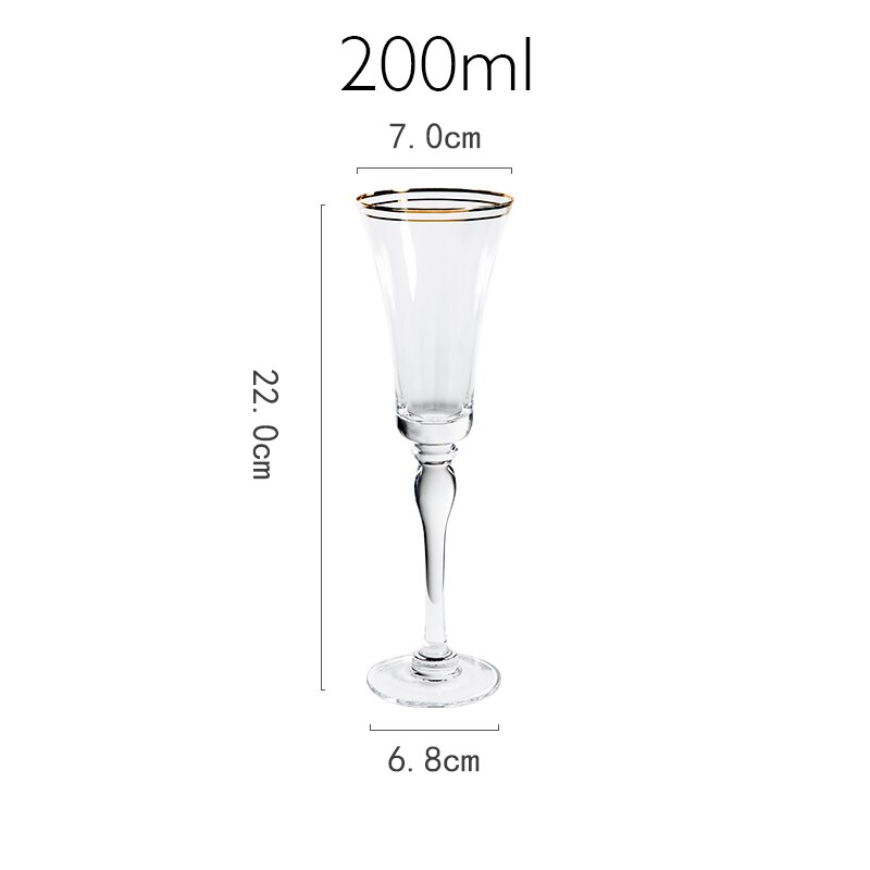 Bicchiere da vino in cristallo a bocca larga in vetro a forma di tulipano contralto bicchieri da vino dolce liquore Brandy Sherry tazza festa casa ristorante calice da bere: doppio oro 200ml