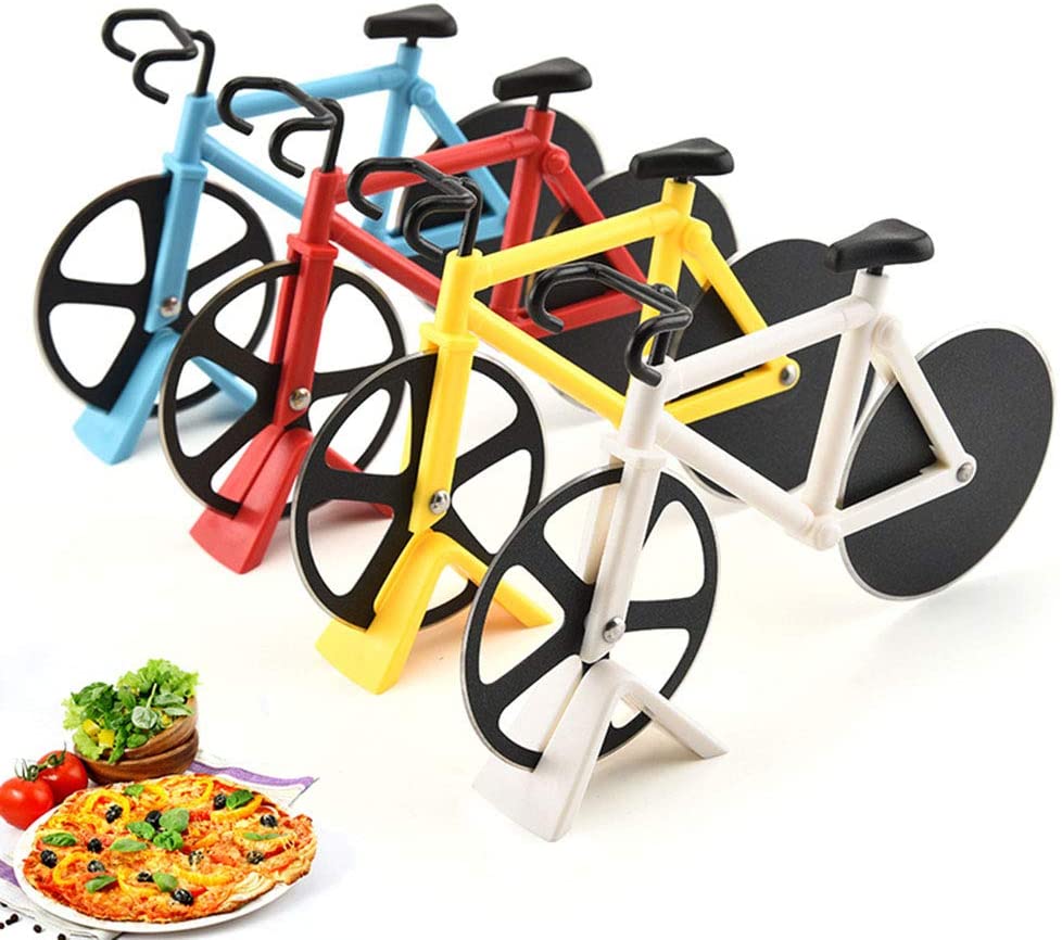 Bicycle Pizza Cutter Wheel Stainless Steel Plastic Bike Roller Pizza Cutting Wheels Chopper Kitchen Gadget Baking Accessories