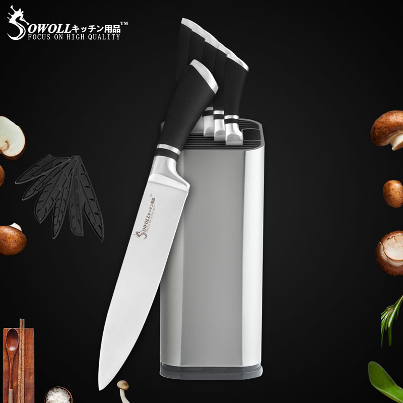 Sowoll 6 stk køkkenknive sæt godt økonomisk rustfrit stål knivsæt kokkebrød udskæring santoku brugsfrugtkniv