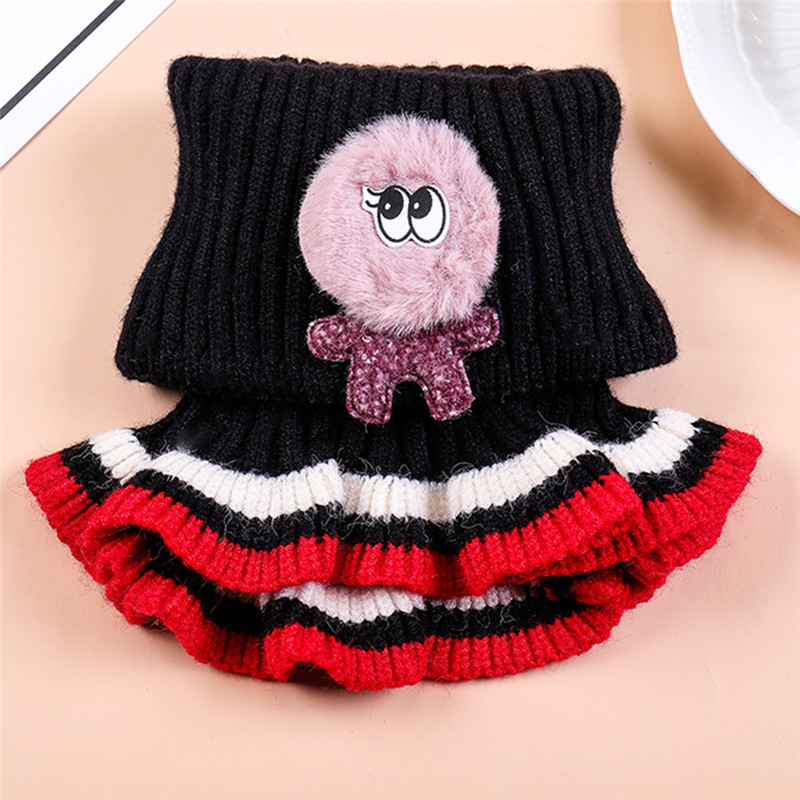 Bufanda de lana tejida para niños y niñas, cuello de invierno, cuello de capucha, círculo, ganchillo, foulard #3O08