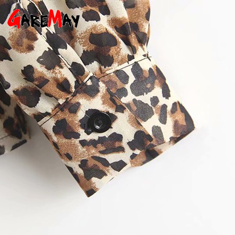 Forår kvinder leopard skjorte kvindelig langærmet sløjfe bluse kvinder leopard print bluse og toppe dame kontor skjorte kvinder streetwear