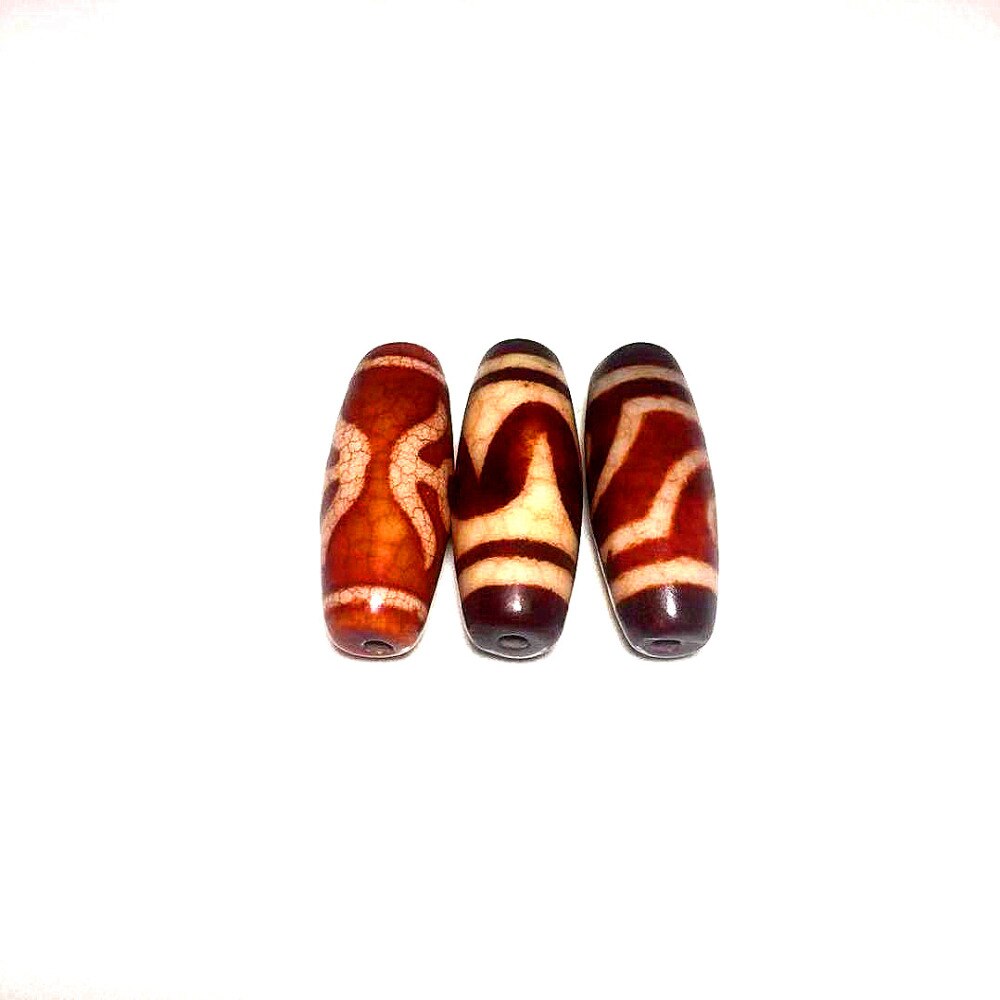 Tibet ágata abalorio Dzi naranja rojo hombres grandes ojos de tigre dientes 13*33mm dragón ágata cuentas de los hombres y las mujeres de la joyería DIY