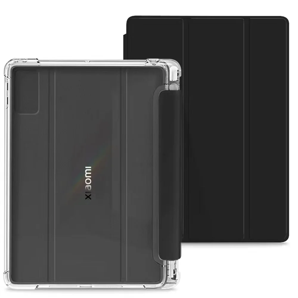 Étui Transparent pour tablette avec porte-crayon, pour Xiaomi Mi Pad 5 6 7 11.2 Max 6S Pro 12.4 Redmi Pad SE 8.7 11 10.61 pouces, coque arrière souple: TEN / Rose