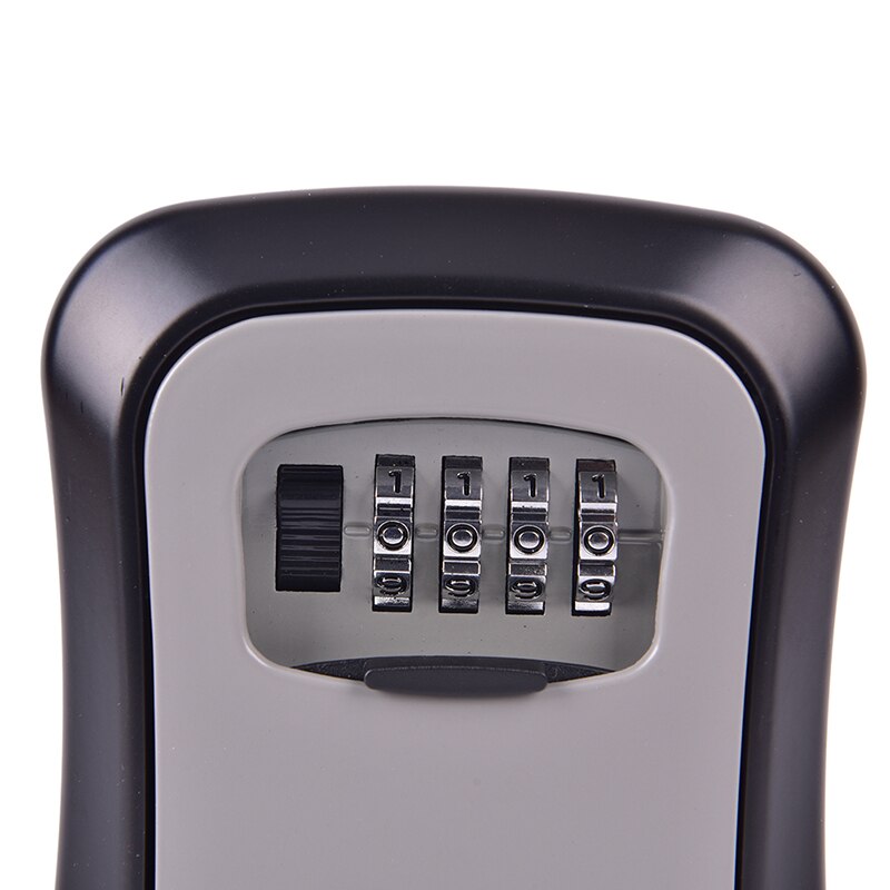 Key Lock Box Wall Mounted Aluminum Alloy Key Safe 4-digit Password Storage Box Weatherproof Outdoor