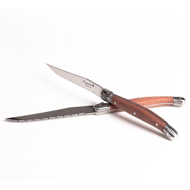 6 sztuk styl Laguiole nóż robić steków ze stali nierdzewnej noże drewno uchwyt stół nóż stołowy sztućce zestaw obiadowy w plaża drewno baza 9''