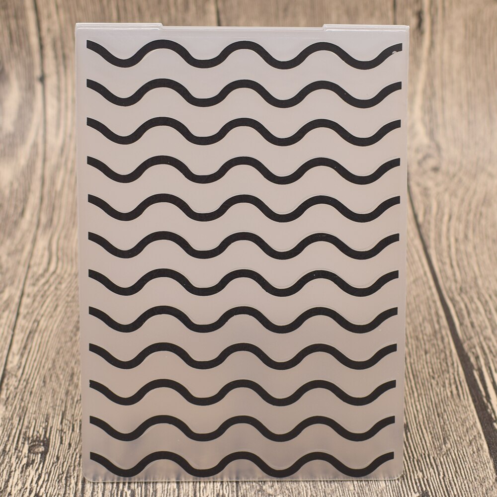 Wave Line Pattern Plastic Embossing Folder Stencil Template For Scrapbooking Photo Album Paper Card Background Decoration