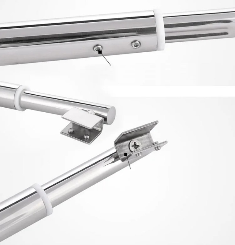 Barra/clip fijo para puerta de vidrio de ducha de acero inoxidable, barra de soporte de vidrio para baño, plano fijo, longitud ajustable, accesorios de Ducha