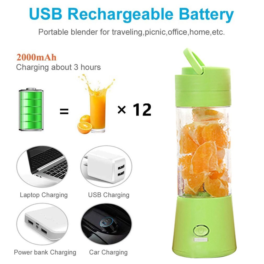 Usb Opladen Draagbare Elektrische Fruit Juicer 380Ml Mini Elektrische Sap Cup Blender Cup Voor Shakes En Smoothies