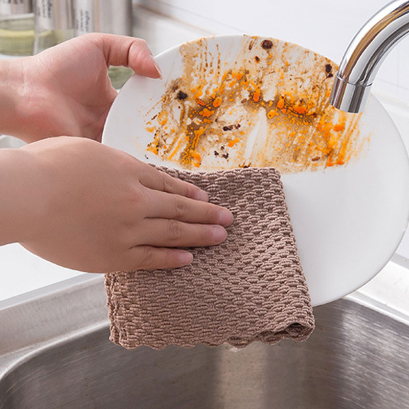 1PC Kitchen Anti-grease wiping rags efficient Super Absorbent Microfiber Cleaning Cloth home washing dish kitchen Cleaning towel