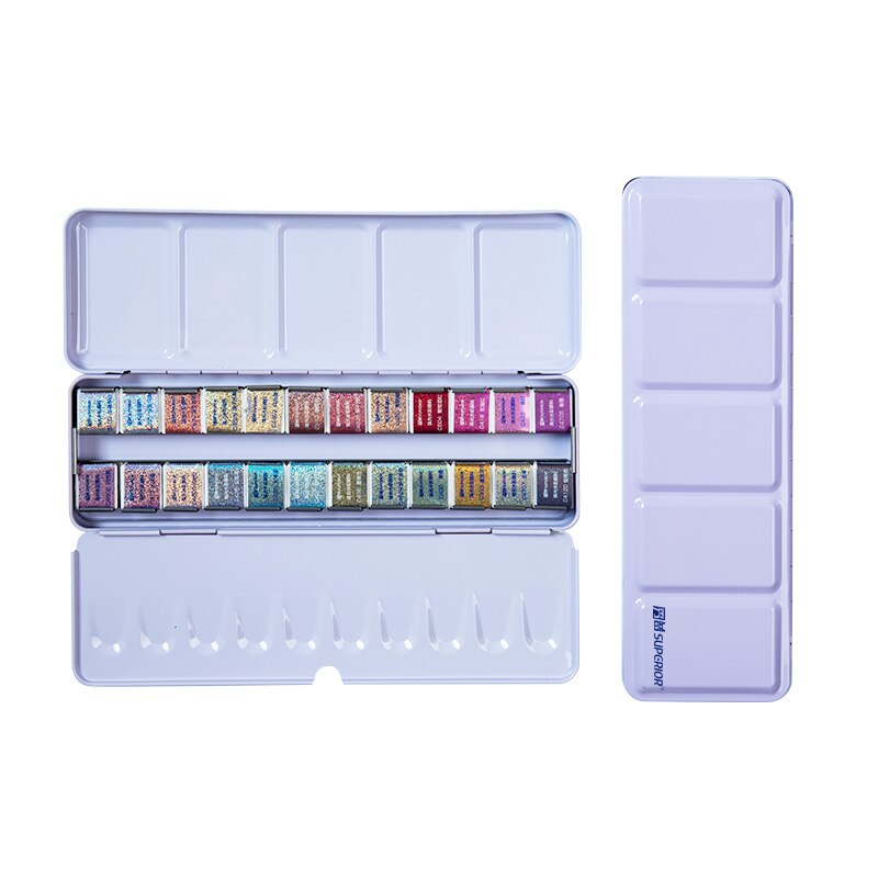 Professionele 12/24/48 Kleuren Parelmoer Aquarel Verf Set Pigment Effen Verf voor Kunst Levert: 24 colors purple