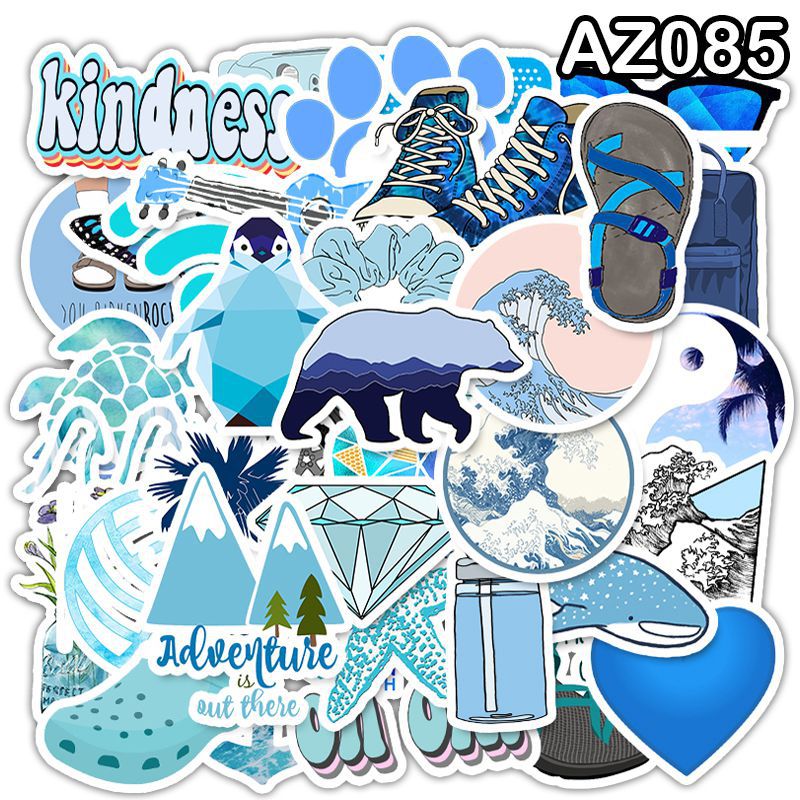 50pcs bleu INS Style Vsco autocollants étanche fille Graffiti autocollant pour bricolage voiture ordinateur portable guitare bagages Skateboard enfants décalcomanies jouet