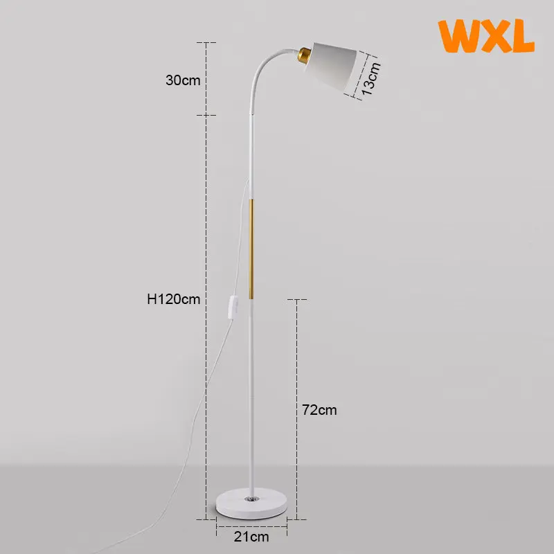 Enkel ledet-gulvlampe soveromsstudie lese- og stående lampe justerbar lampehode nattbordslampe smijerns gulvlampe: Svart