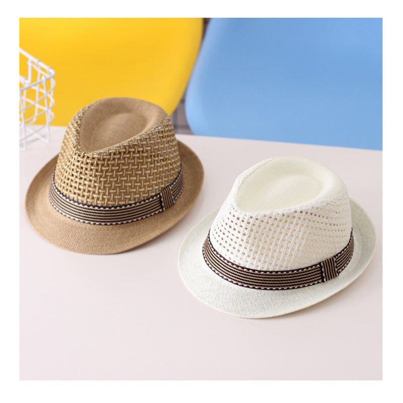 ¡Novedad! sombrero Panamá para niños, sombreros de verano para el sol, gorro para bebés y niños, sombrero de paja de Jazz para niños, sombrero para bebés tipo gorro para niños, accesorios de fotografía