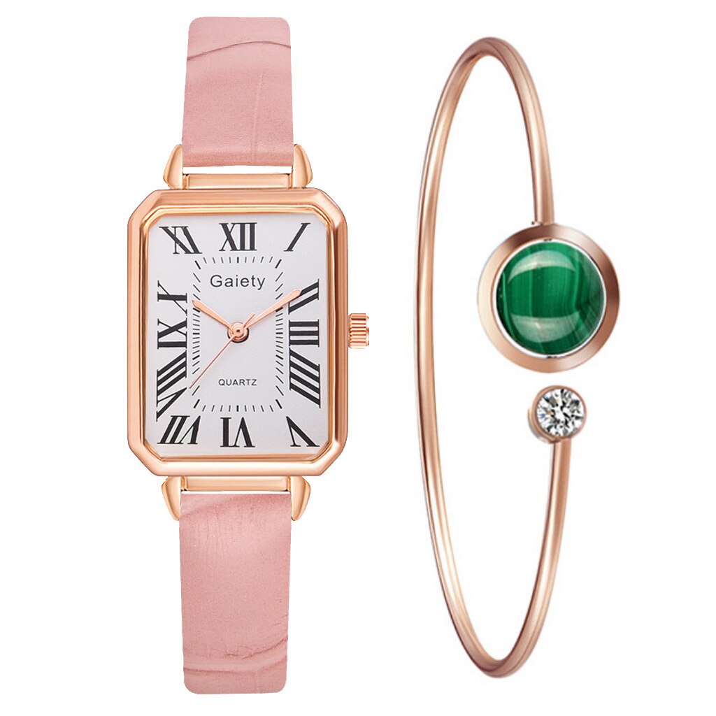 Relojes Para Mujer Reloj Mujer Marcas Famosas De Lujo Relojes De Cuarzo Para Mujer Mujer Correa de bambú coreana para mujer, Reloj de pulsera de cuarzo con números romanos cuadrados, conjunto de
