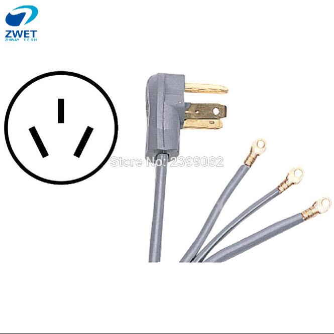 Zwet evse ladeplugg 3- ledninger 50 amp 125-250 volt svart/grå 3 ledninger innfelt montering 10-50a ul godkjente elektriske forsyninger tes 5 ft.