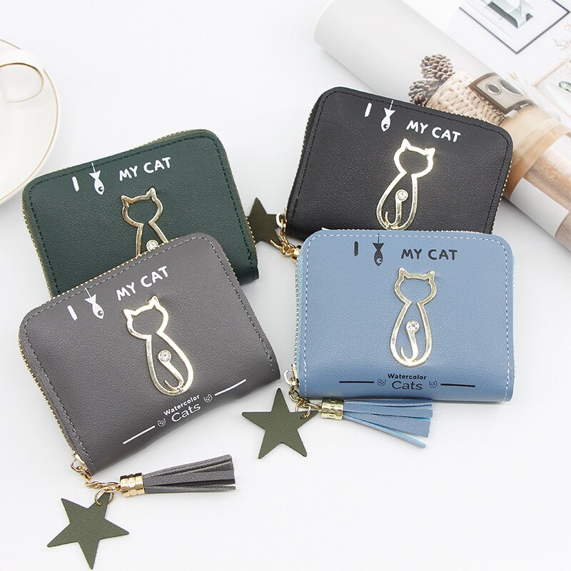 Portemonnee dames mini kwastjes portemonnee dames mini portemonnees koreaanse studenten mooie metalen katten portemonnee dames kleine portemonnees