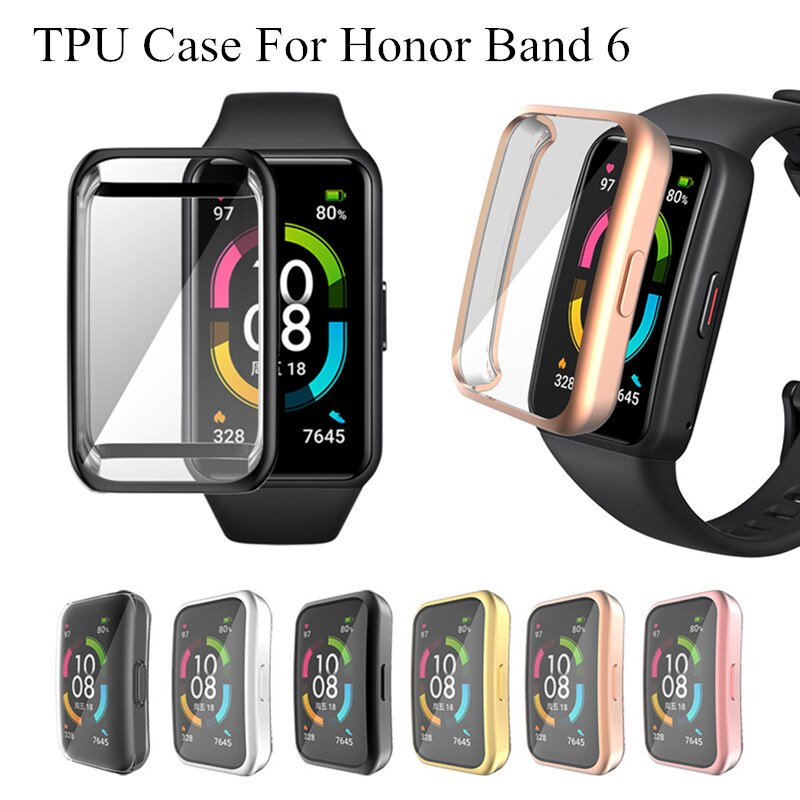 Soft Protective Case For Huawei Honor Band 6 Watch Cover Plating Shell Full Screen Protector For Honor Band 6 Bumper Accessories
