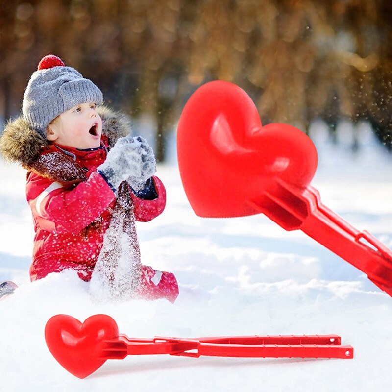 Creatieve Sneeuw Sneeuwbal Maker Clip Maker Rode Liefde Hartvormige Sneeuw Zand Mold Tool Winter Kid Valentines Dag Spel