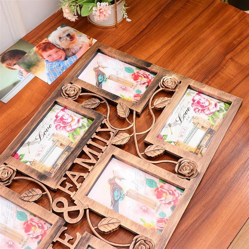 1pc Family Photos Wall Photo Frame Family Photos Holder Photos Display Frame Rose Pictures Frame Household Decor