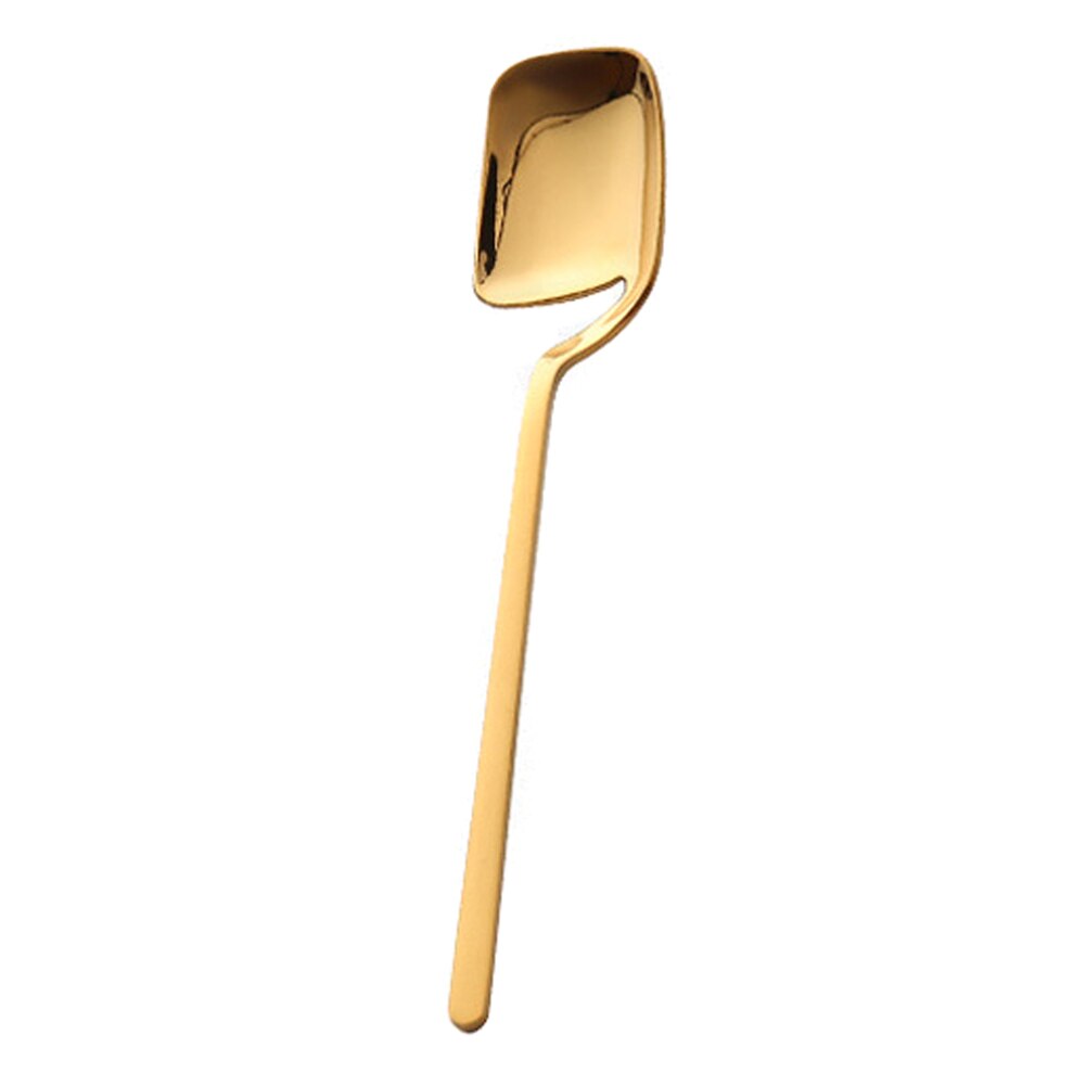 4 Pcs Stainless Steel Coffee Spoon Dessert Fork Long Handle Hanging Wall for Dessert Pizza Cake Steak P7Ding: Gold Spoon
