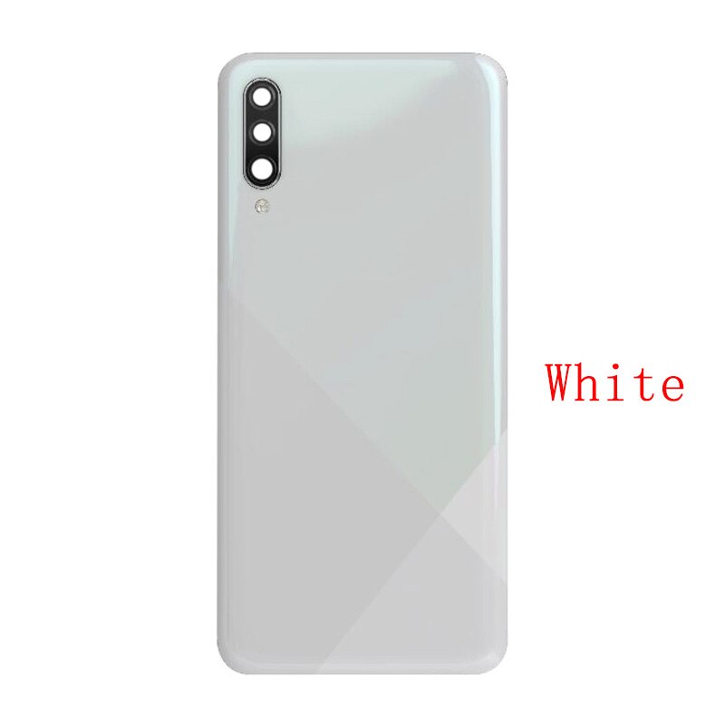 Caso da bateria capa traseira porta habitação caso de volta para samsung a30s a307f bateria capa câmera lente quadro com logotipo: White Lens