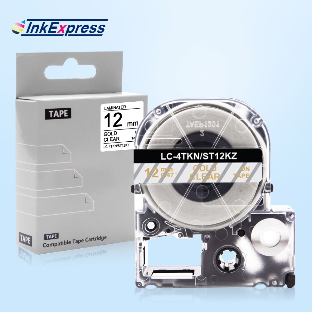 12mm taśma do projektora Epson król Jim SS12KW SC12RW SC12YW SC12BW SC12GW ST12KW taśma z etykietami LC-4WBN wstążki drukarki dla Epson drukarka do etykiet: Gold on Clear