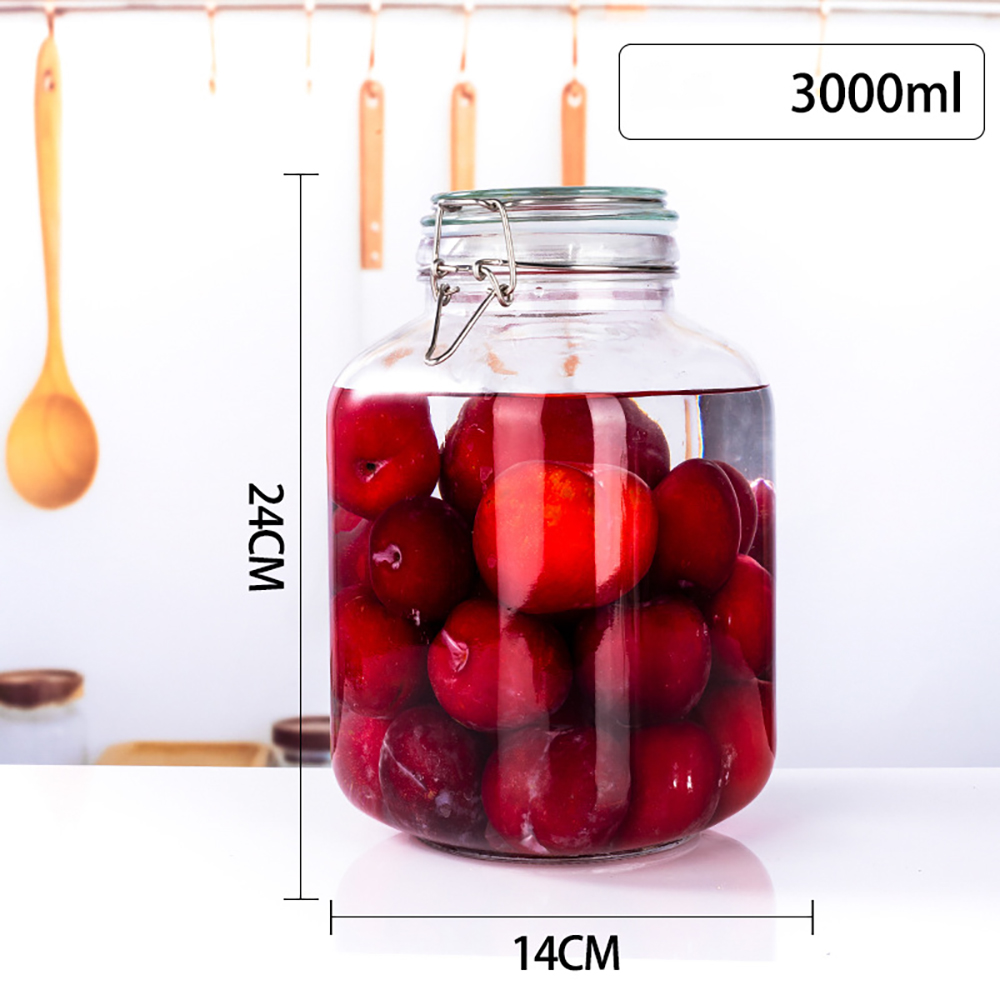 Glass airtight jars, tea and dried fruit storage jars, food storage glass jars, airtight bottles: square / 2000ml