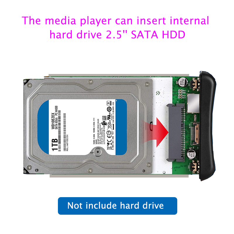 Lecteur multimédia HDD 1080P, SATA, 2.5 pouces, avec sortie HD/AV/coaxiale, pour disque U, carte SD, lecteur MP4