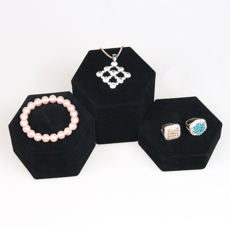 Earrings Necklaces Display Stand Jewelry Organizer Holder Rings Showcases Jewelry Display Shop Display: 3pcs per set Black