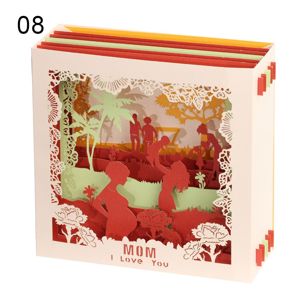 1PC 3D Flower Pop-Up Greeting Card Flora for Birthday Mother Father's Day Graduation Wedding Anniversary Blessing Supplies: Style1-8