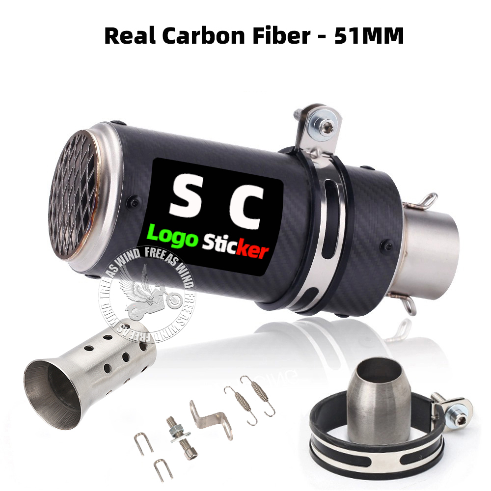 51mm 60mm 63mm Carbon Fiber sc Motorcycle Exhaust Muffler Escape for Motorcycle GP-project Universal Exhaust Modified Accessorie: Gold