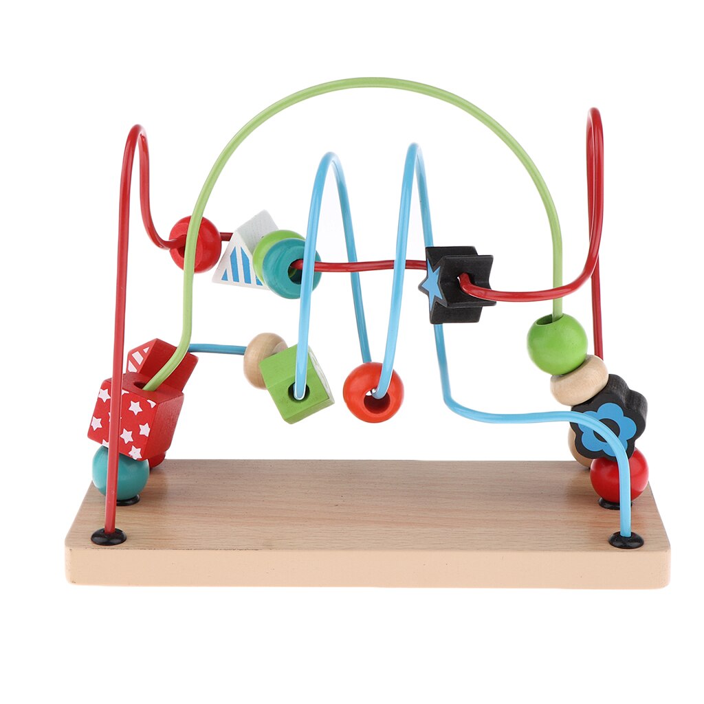 Kleurrijke Educatief Houten Kralen Doolhof Draad Roller Coaster Houten Speelgoed Voor Peuters Baby