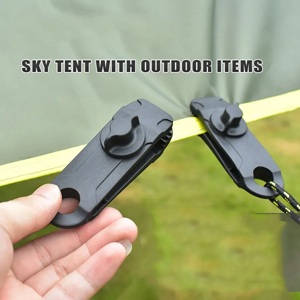 10PCS Tent Canopy Clip Outdoor Wind Rope Reusable Clamps Awning Tarpaulin Buckle Camping Mountaineering Shelters Accessories