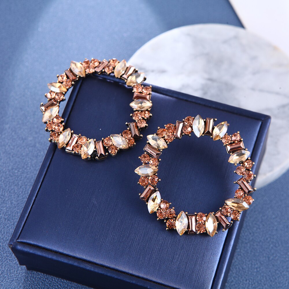 Ztech Luxury Big Champagne Rhinestone Series Vintage Earrings For Women Gilrs Statement Trend Boho Jewelry Brincos Pendientes: 3